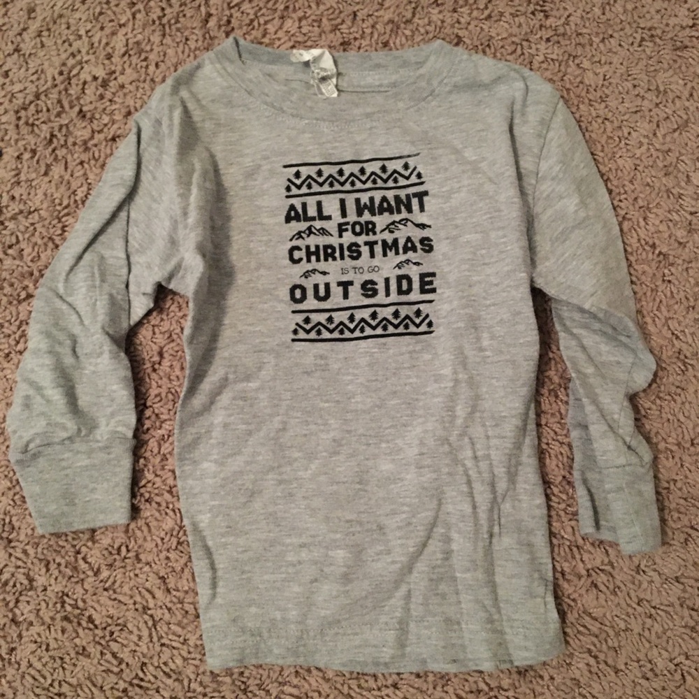 Holiday Christmas Season Long Sleeve Shirt Outside Outdoors Hiking Mountains 2T